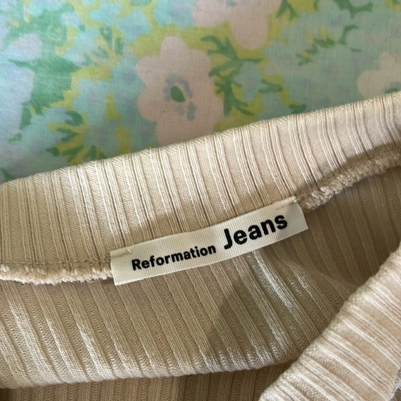 Reformation | Long Sleeve Mock Neck Ribbed Mini Dress Size XL Cream Neutral - Picture 7 of 11